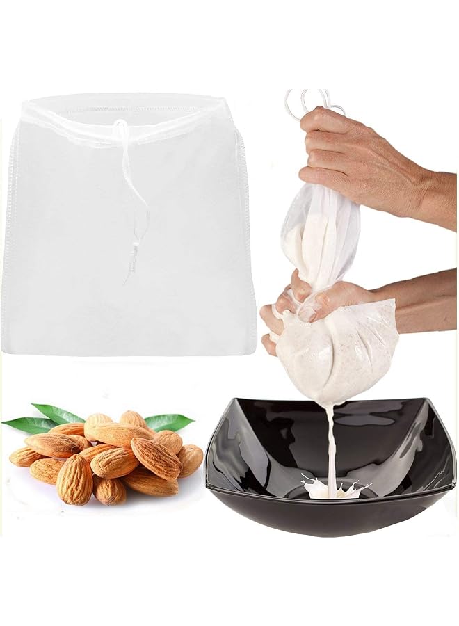 S-TOP 2 Pcs Pro Quality Nut Milk Bag - Big 12X12 Commercial Grade - Reusable Almond Milk Bag & All Purpose Food Strainer - Fine Mesh Nylon Cheesecloth & Cold Brew Coffee Filter - Image 1