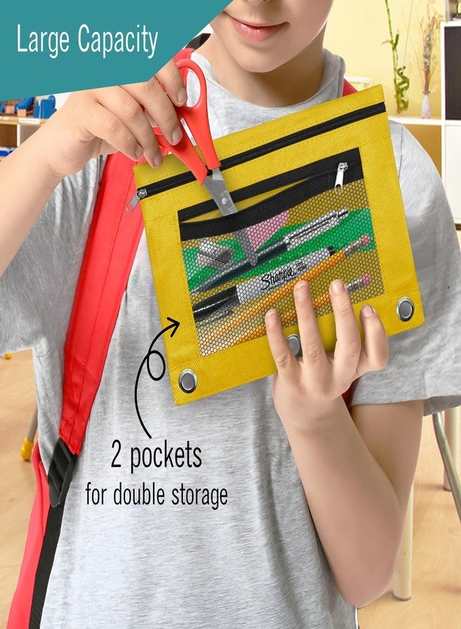 EXTRIC 3 Ring Binder Pencil Pouch with Clear Window, 12 Pack Pencil bags, 4 Color set, Durable Zippered Pouch with 2 Pockets for School Supplies - Image 5