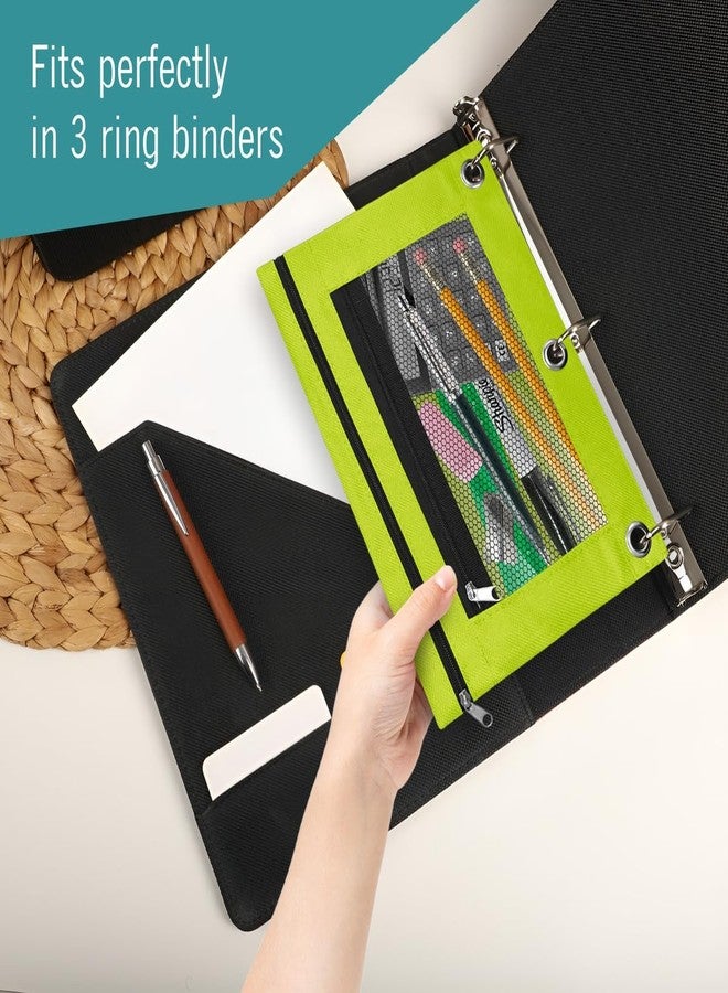 EXTRIC 3 Ring Binder Pencil Pouch with Clear Window, 12 Pack Pencil bags, 4 Color set, Durable Zippered Pouch with 2 Pockets for School Supplies - Image 4