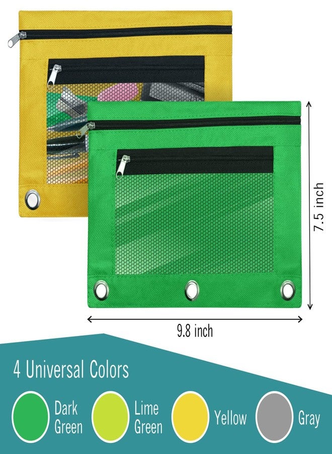 EXTRIC 3 Ring Binder Pencil Pouch with Clear Window, 12 Pack Pencil bags, 4 Color set, Durable Zippered Pouch with 2 Pockets for School Supplies - Image 2