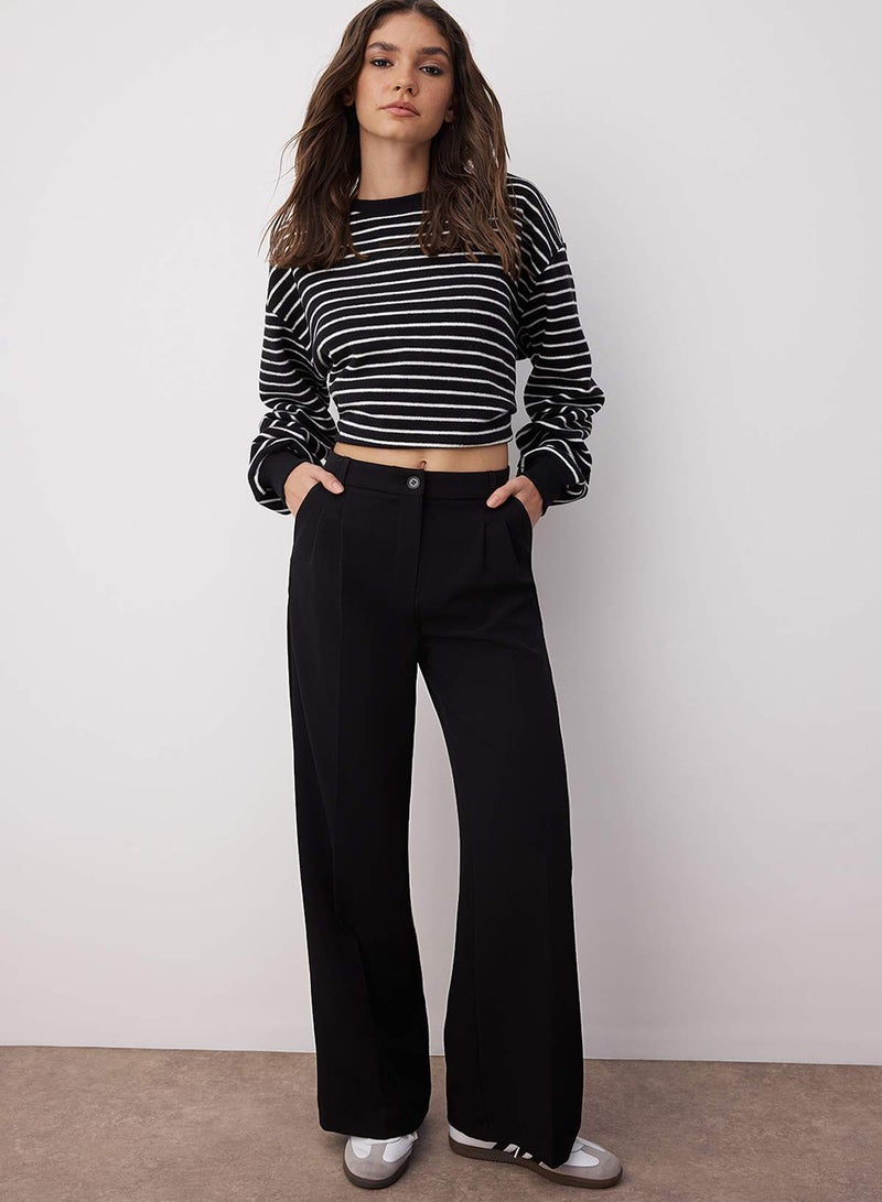 trendyol Black Pleated Wide Leg/Wide Leg Woven Pants Twoaw25Pl00109 Palazzo - Image 2