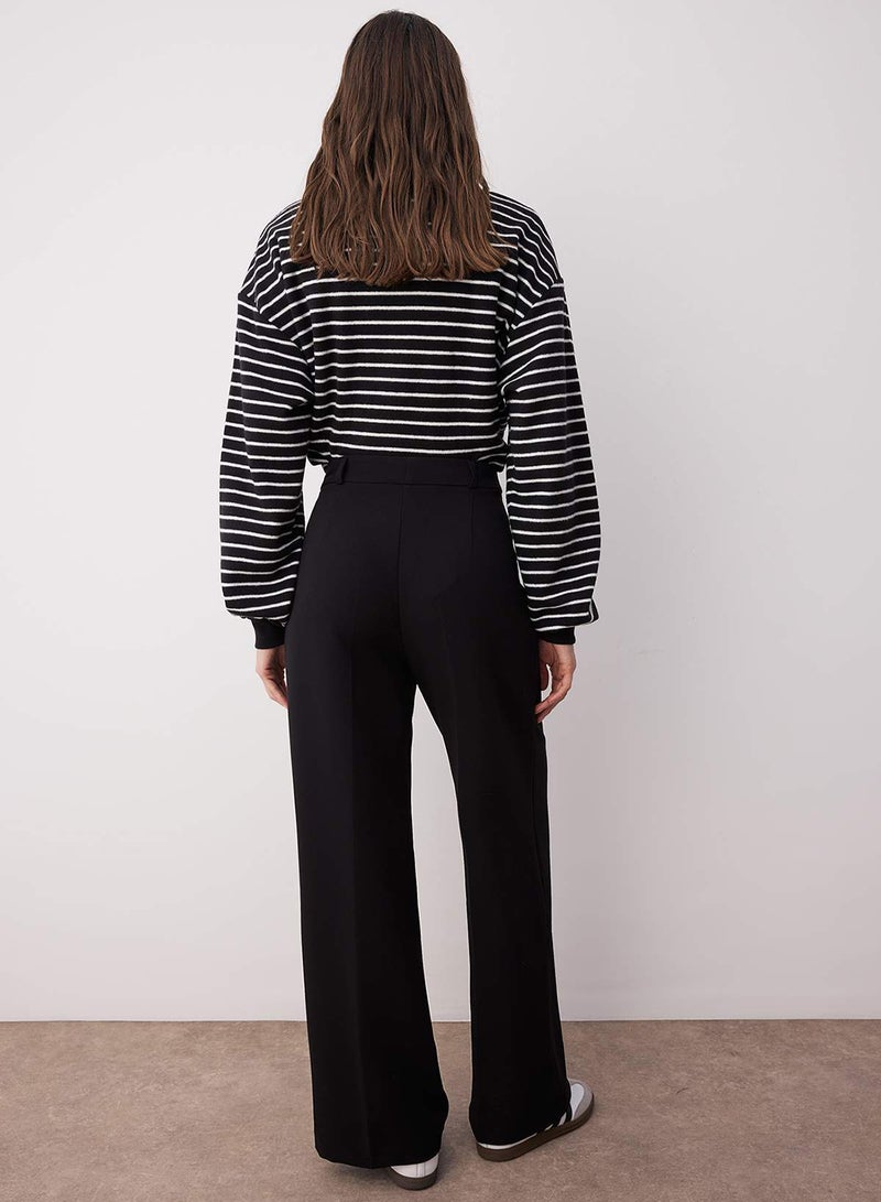 trendyol Black Pleated Wide Leg/Wide Leg Woven Pants Twoaw25Pl00109 Palazzo - Image 5