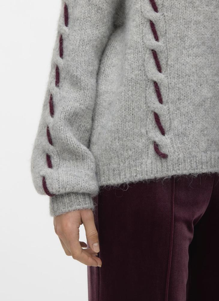 VERO MODA Vmilina Long Sleeve Crew-Neck Handstitch Pullover - Image 4