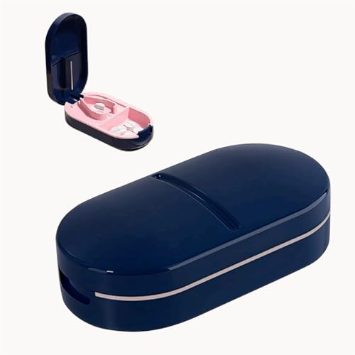 Jubobu Pill Cutter,Portable Tablet Cutter with Blade and Storage Compartment,Medicine Organizer Box,Pill Cutter for Tablets of Any Size,Small Pill Cutter for Travel(Blue) - Image 1