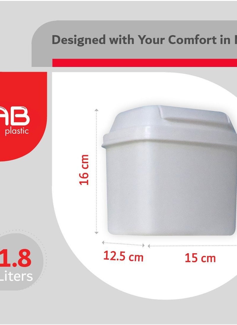 GAB Plastic - سلة المهملات البلاستيكية GAB مع غطاء قابل للطي، سعة 1.8 لتر، مجموعة من قطعتين، سلة المهملات البلاستيكية، للمكاتب والطاولات، مصنوعة من البلاستيك المعاد تدويره، قوية ومتينة. - Image 1