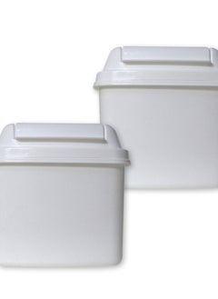 GAB Plastic GAB Plastic, Table Bin With Flip Lid, 1.8 Liters, Set of 2, Plastic Trash Can, for Desks and Tables, Recycled Plastic, Sturdy and Durable.  - Image 1