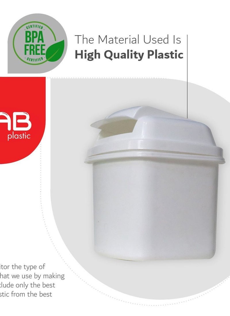 GAB Plastic - سلة المهملات البلاستيكية GAB مع غطاء قابل للطي، سعة 1.8 لتر، مجموعة من قطعتين، سلة المهملات البلاستيكية، للمكاتب والطاولات، مصنوعة من البلاستيك المعاد تدويره، قوية ومتينة. - Image 1