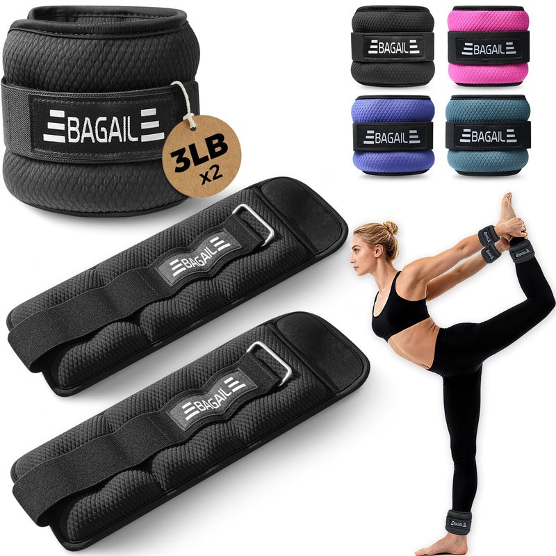 BAGAIL Ankle Wrist Weights for Women Men One Pair of 1246810 LBS Wearable Leg Arm Weights with Sleek Design Secure Fit for Walking Running Pilates Home Fitness Physical Therapy 6lb Black - Image 2