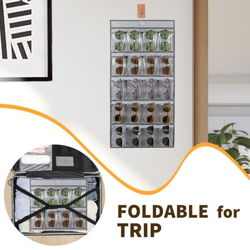 TEMUORG 2 Pcs Sunglasses Organizer Storage Sunglass Holder for Wall Hanging Eyeglass Organizer for Multiple Glasses (GRAY) - Image 5