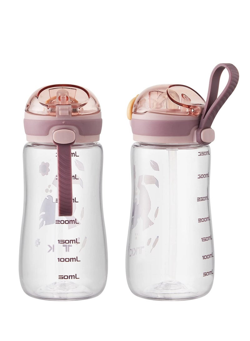 Kids Water Bottle with Straw 350ml Leak Proof BPA Free 12oz Toddler Drinking Bottle for Schools, Travel, Hiking Pink - Image 4
