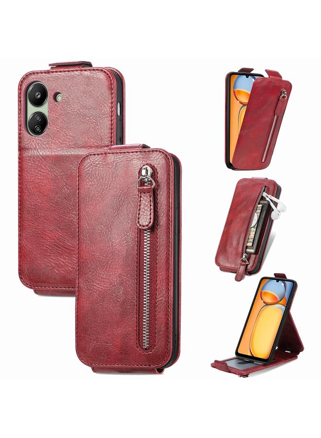 The Bros Case For Xiaomi Redmi 13C 4G Zipper Wallet Vertical Flip Leather Phone Case