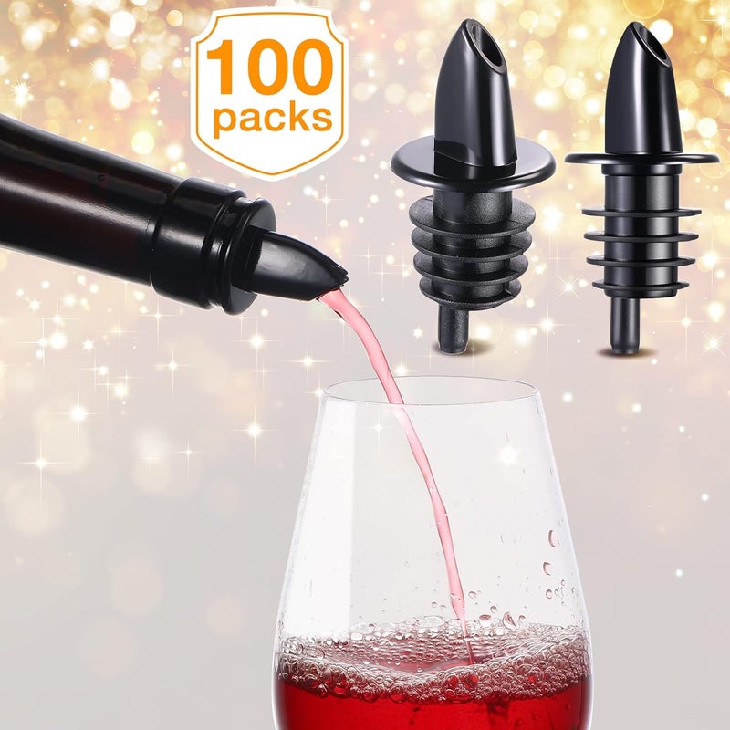Potchen 100 Packs Pour Spout for Liquor Bottles Flow Pourers Pour Spouts for Bars Clubs Pubs Restaurants Coffee Shops and Home(Black) - Image 2