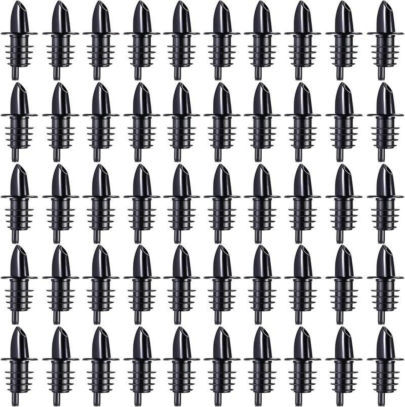 Potchen 100 Packs Pour Spout for Liquor Bottles Flow Pourers Pour Spouts for Bars Clubs Pubs Restaurants Coffee Shops and Home(Black) - Image 1