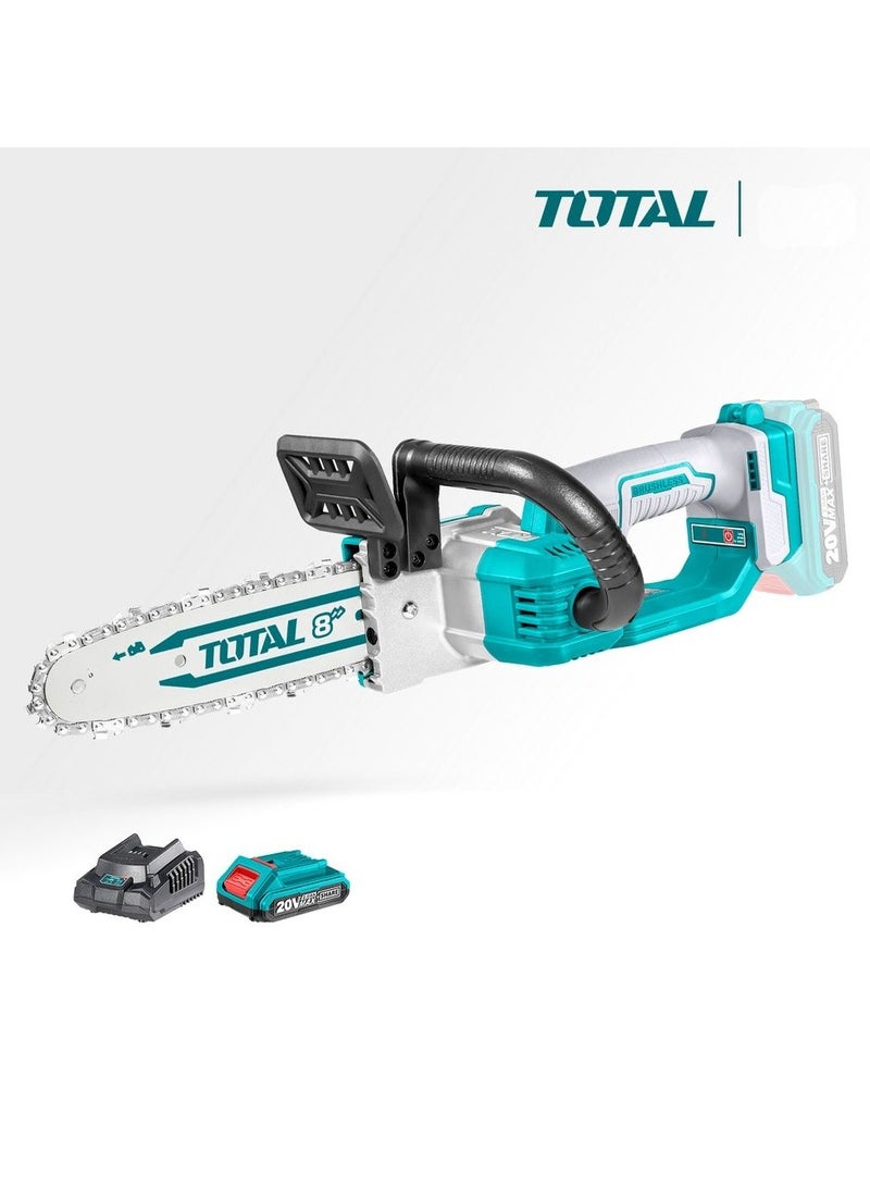 TOTAL Li-ion Brushless Chain Saw 8 Inch Battery Plus Charger, P20S 20V TGSLI20851 - Image 1