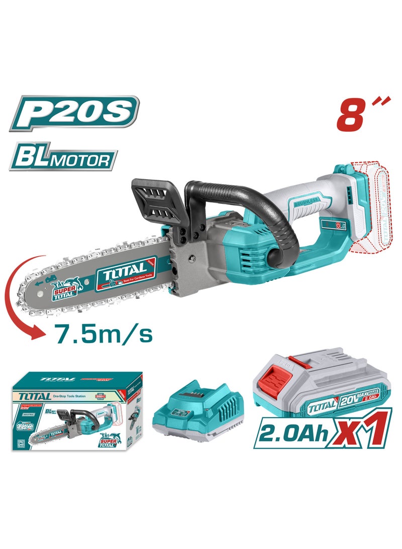 TOTAL Li-ion Brushless Chain Saw 8 Inch Battery Plus Charger, P20S 20V TGSLI20851 - Image 2