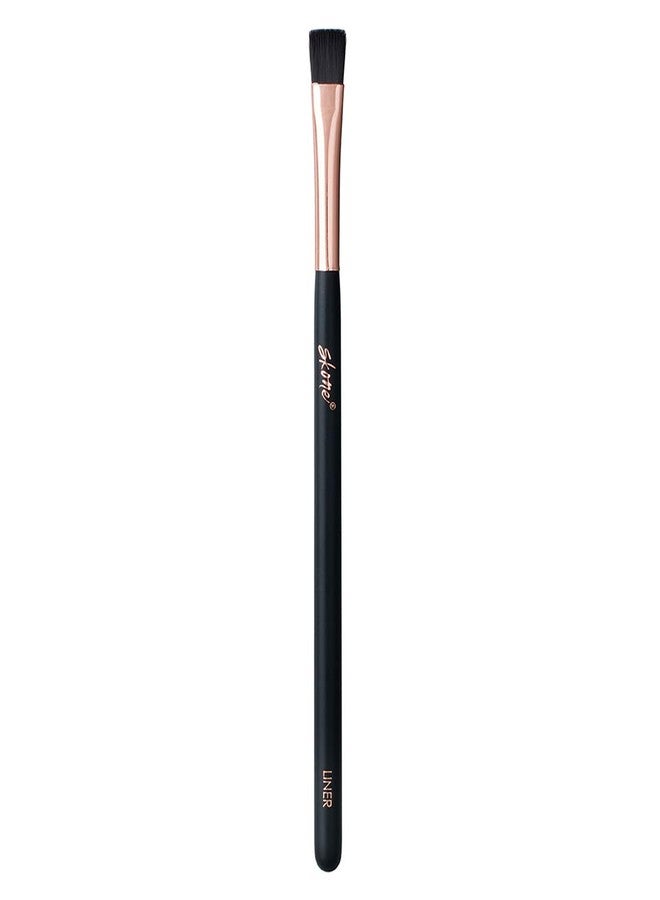 Skone Cosmetics Liner Makeup Brush - Luxe Premium Rose Gold and Synthetic Black Liner Brush Used To Define Eyebrows - Professional Grade Nylon Flat Edge Liner Make Up Brush - Liner Brush for Eyes - Cruelty Free Makeup Brushes - Image 1
