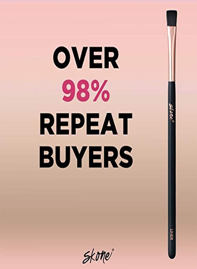 Skone Cosmetics Liner Makeup Brush - Luxe Premium Rose Gold and Synthetic Black Liner Brush Used To Define Eyebrows - Professional Grade Nylon Flat Edge Liner Make Up Brush - Liner Brush for Eyes - Cruelty Free Makeup Brushes - Image 3
