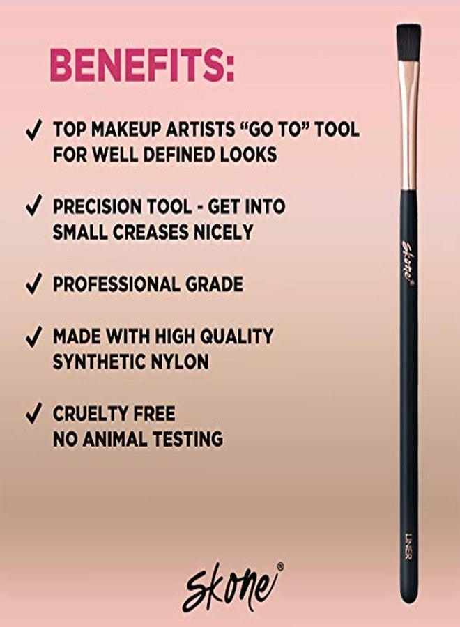 Skone Cosmetics Liner Makeup Brush - Luxe Premium Rose Gold and Synthetic Black Liner Brush Used To Define Eyebrows - Professional Grade Nylon Flat Edge Liner Make Up Brush - Liner Brush for Eyes - Cruelty Free Makeup Brushes - Image 2
