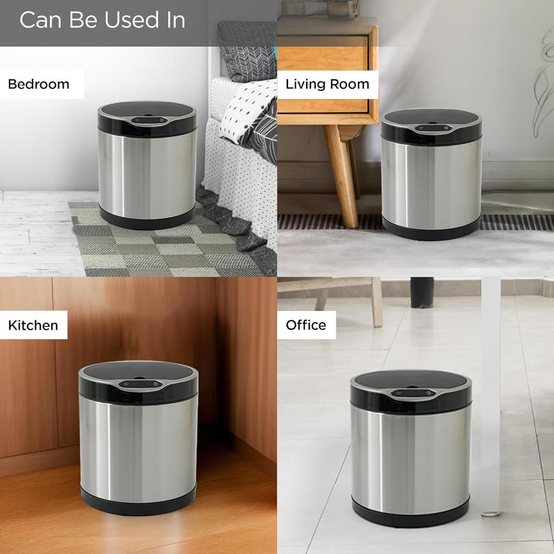 Kuber Industries Kuber Industries 6L Stainless Steel Automatic Touchless Motion Sensor Dustbin Quick Open Soft Close Lid Garbage Bin for Kitchen Bathroom Indoor Outdoor Trash Can  - Image 4
