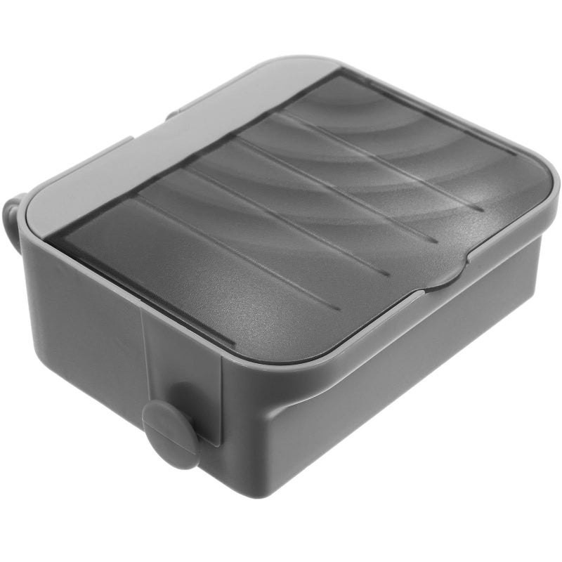 Gray Wall Mounted Soap Dish Holder with Hook Self Draining No Drill - Image 2