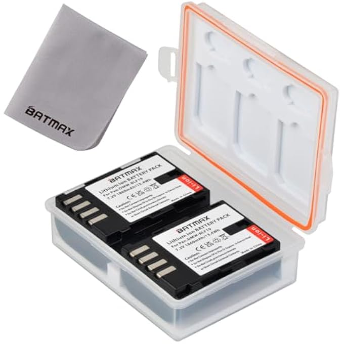 rayihni 2PACKS DMW-BLF19 DMW-BLF19E BATTERY WITH BATTERY STORAGE CASE & MEMORY CARD CASE COMPATIBLE FOR PANASONIC LUMIX DC-G9 GH5 GH5S, DMC-GH3 GH3A GH3H GH3AGK GH3GK GH4 GH4H GH4GK - Image 1