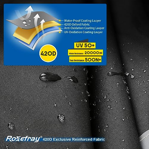 Rosefray Zero Turn Mower Cover,Waterproof 420D Marine Grade Fabric-Universal Fit for John Deer,Cub Cadet Zero Turn Up to 60" Lawn Mower Decks,Dimensions: 79" L X 46" W X 55" H Black - Image 2
