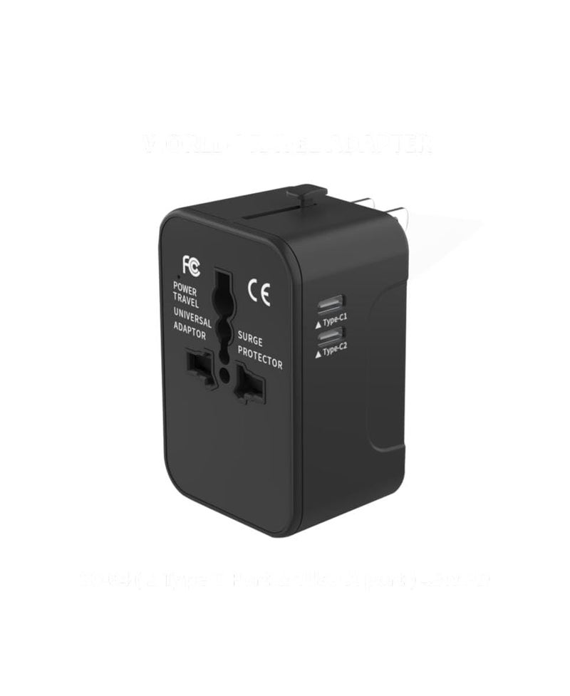 Softy 45W Dual TypeC Universal Travel Adapter with Type C4in1 Universal Adapter Plug Travel Essentials Accessories with 1 USB 2 USBCAdapter for Phone Laptop MobileTablet SC04 Black - Image 1