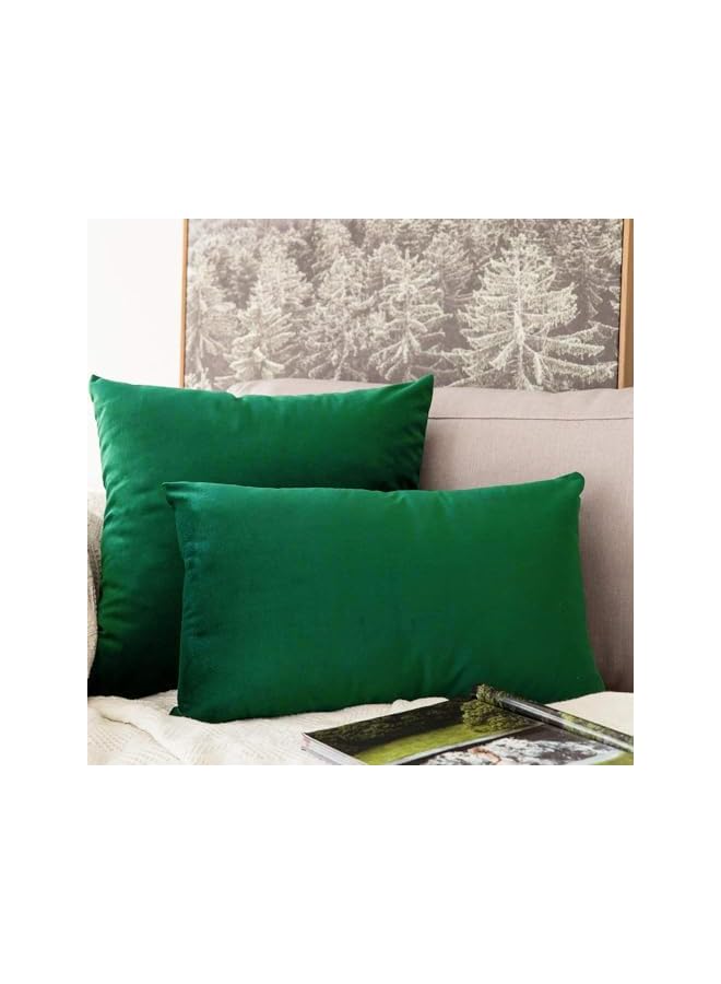 The Bros Velvet Pillow Covers, Soft Solid Decorative Square Throw Pillow Covers Set Cushion Case for Sofa Bedroom Car 18 x 18 Inch 45 x 45 cm (18''x18'', Dark Green) - Image 4