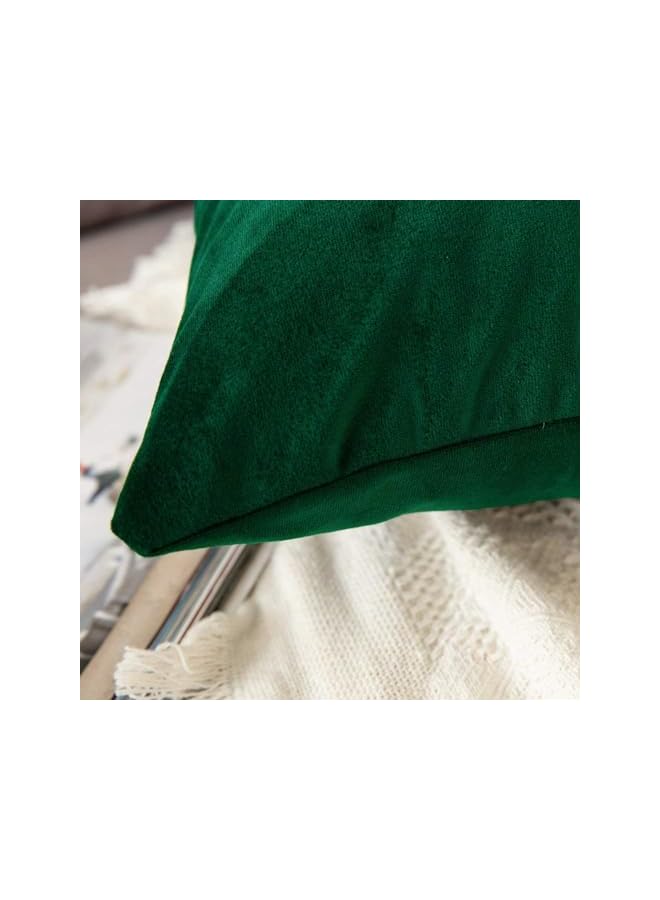 The Bros Velvet Pillow Covers, Soft Solid Decorative Square Throw Pillow Covers Set Cushion Case for Sofa Bedroom Car 18 x 18 Inch 45 x 45 cm (18''x18'', Dark Green) - Image 3