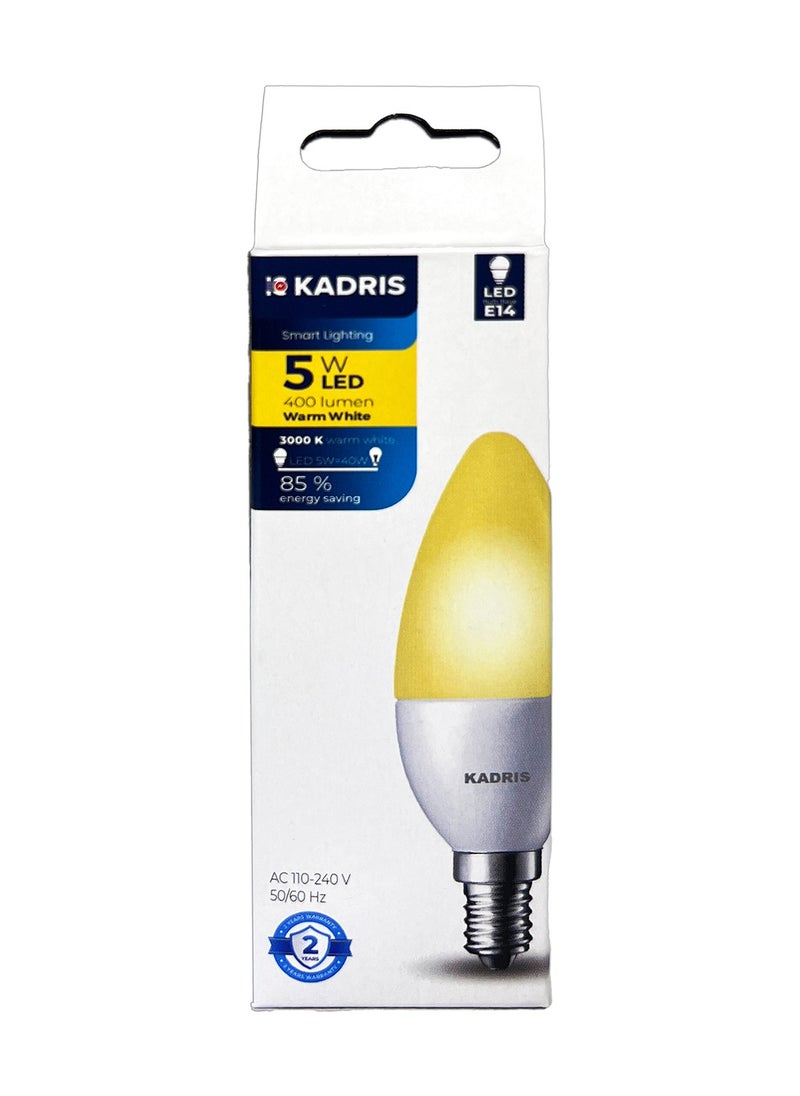 KADRIS مصباح شمعة LED أساسي - 5 واط، قاعدة E14 - أبيض دافئ، 5 واط = 40 واط  - Image 2
