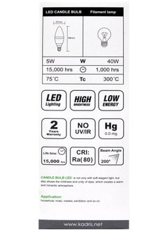 KADRIS Essential Led Candle Bulb- 5W, E14 Capbase-Warm White, 5W=40W,  - Image 3