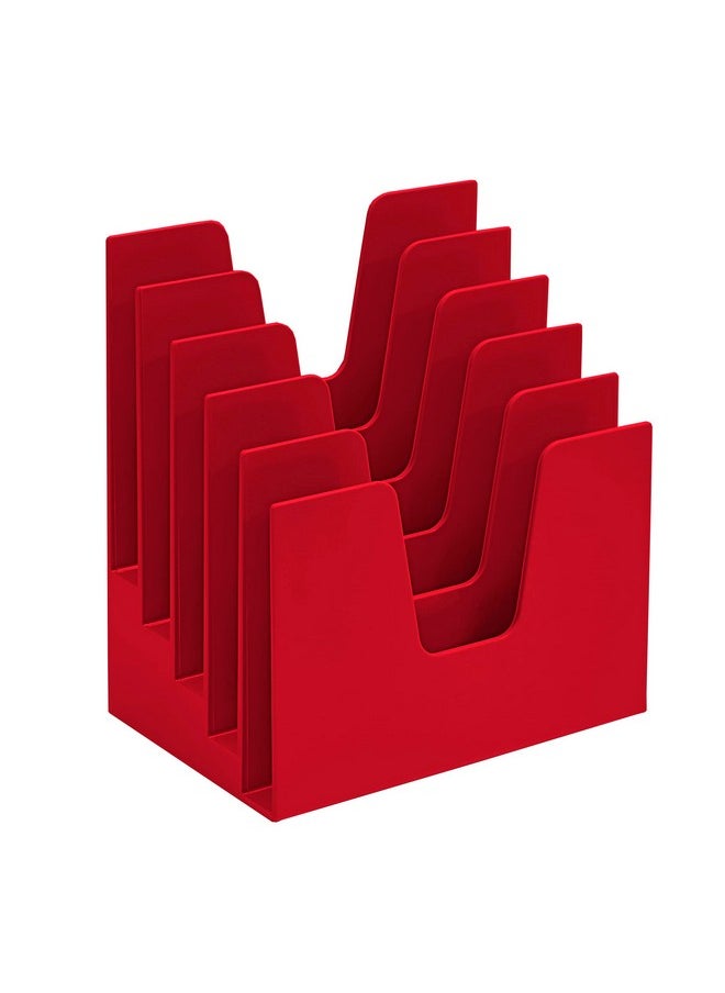Acrimet Incline Desk File Sorter Step 5 Sections Heavy Duty (Red Color)  - Image 1