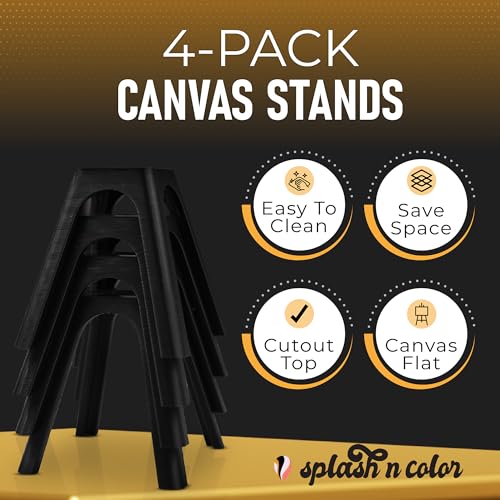 splash n color SplashNColor 4-Pack Canvas Stands for Paint Pouring | Canvas Feet Risers Elevators Tool Holder for Acrylic Paint Pouring | Suitable for Crafts, Artworks Projects, Handicrafts (Black, 2 Inches) - Image 2