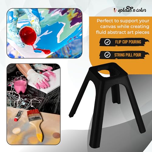 splash n color SplashNColor 4-Pack Canvas Stands for Paint Pouring | Canvas Feet Risers Elevators Tool Holder for Acrylic Paint Pouring | Suitable for Crafts, Artworks Projects, Handicrafts (Black, 2 Inches) - Image 4
