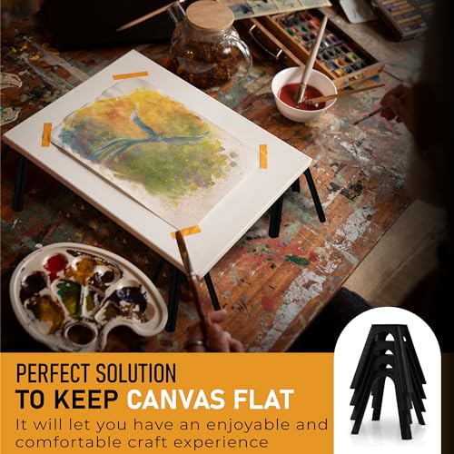 splash n color SplashNColor 4-Pack Canvas Stands for Paint Pouring | Canvas Feet Risers Elevators Tool Holder for Acrylic Paint Pouring | Suitable for Crafts, Artworks Projects, Handicrafts (Black, 2 Inches) - Image 3