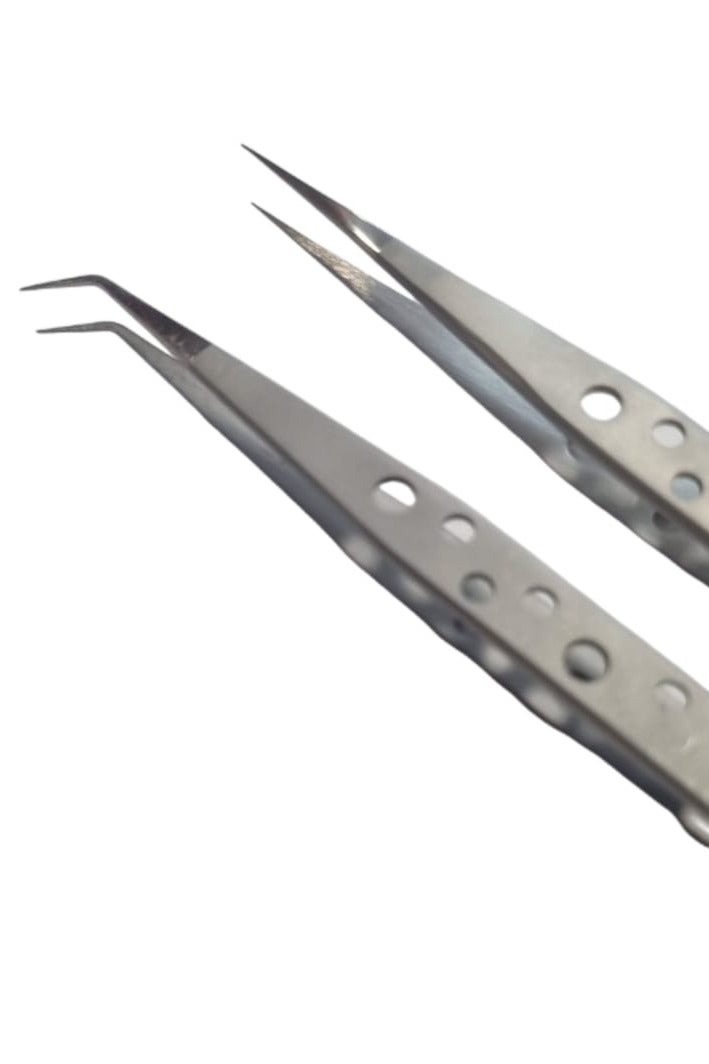 Stainless Steel Precision Tweezer Combo 2PCS – Straight & Curved Tips – Anti-Static, Anti-Acid, Professional Repair Tools - Image 1