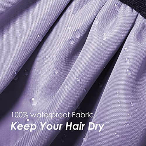 Auban Extra Large Shower Cap, Double-Layer Waterproof Reusable Satin Lining Shower Bonnet for Women Long Hair, Braids, Locs, perms (Purple) - Image 3