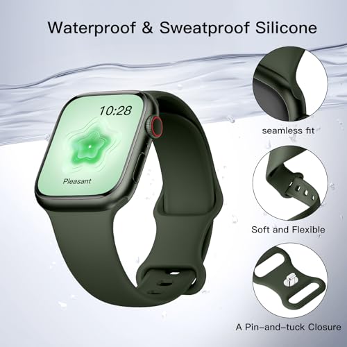 SuperNaNa Sport Silicone Band Compatible with Apple Watch Bands 40mm 38mm 41mm 44mm 45mm 42mm 49mm Women Men,Soft Wristband Waterproof Replacement Sport Strap for iWatch Bands Series 9 8 7 6 5 4 3 2 1 SE Ultra - Image 2