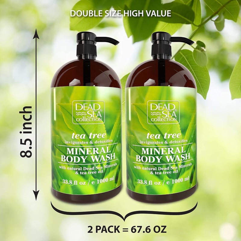 Dead Sea Collection Tea Tree Body Wash for Women and Men - with Pure Dead Sea Minerals and Tea Tree Oil - Cleanses and Moisturizes Skin - Pack of 2 (67.6 fl. oz) - Image 2