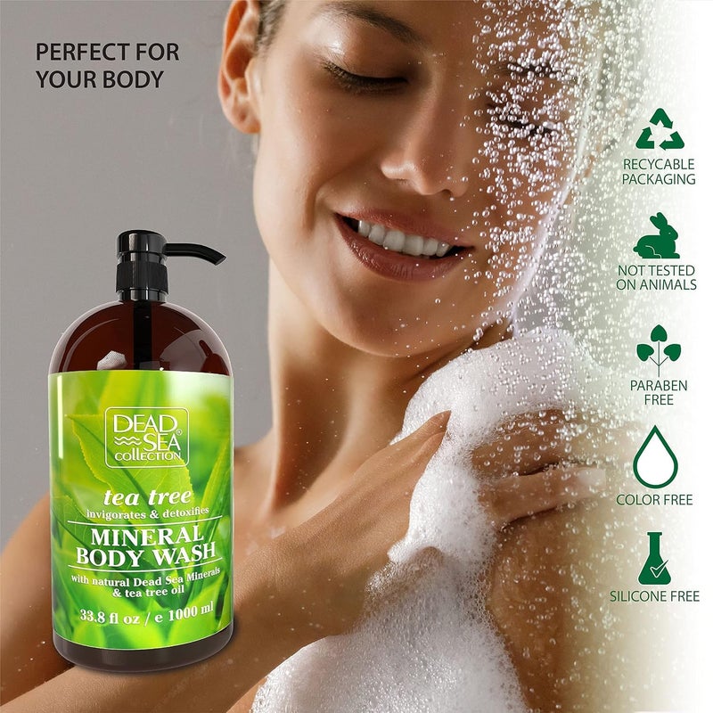 Dead Sea Collection Tea Tree Body Wash for Women and Men - with Pure Dead Sea Minerals and Tea Tree Oil - Cleanses and Moisturizes Skin - Pack of 2 (67.6 fl. oz) - Image 4