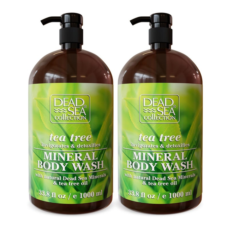 Dead Sea Collection Tea Tree Body Wash for Women and Men - with Pure Dead Sea Minerals and Tea Tree Oil - Cleanses and Moisturizes Skin - Pack of 2 (67.6 fl. oz) - Image 1
