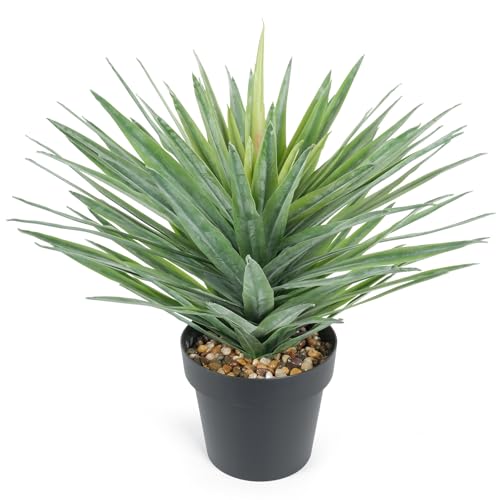 Velener Artificial Agave Plant in Black Pot with Real Stone Pebbles, Large Fake Agave Plant for Indoor and Outdoor-22 inches Tall, 105 Leaves - Image 1