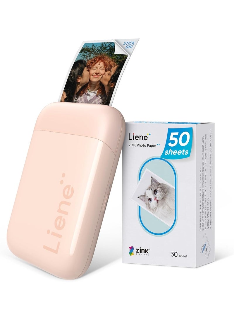 Liene 2x3" Portable Photo Printer & Instant Mini Printer – Bluetooth Wireless Zink Photo Printer with 50 Sheets of Self-Adhesive Paper for iOS & Android - Image 1