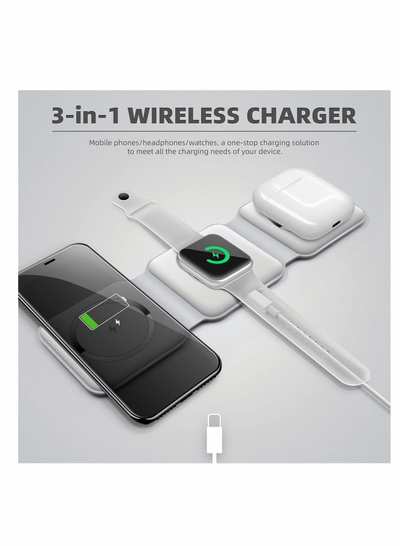 KASTWAVE Wireless Charging, 3 in 1 Wireless Charger,Wireless Magnetic Fast Charging Foldable Dock station Charger for iPhone 13/12/11/8/Pro/Max,for iWatch,forAirPods 3/2/Pro and for Samsung - Image 5