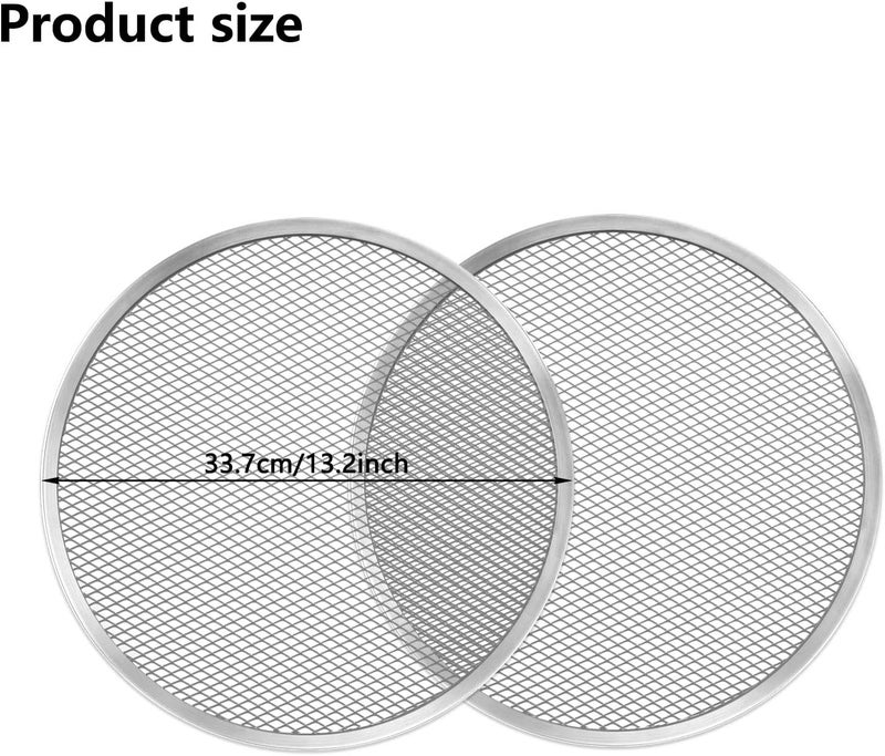 APACALI 3 PCS 13 Inch Pizza Screen Mesh, Non-Stick Trays for Oven, Aluminum Round Pan for Pizzeria Buffet Restaurant Baking, Silver - Image 2