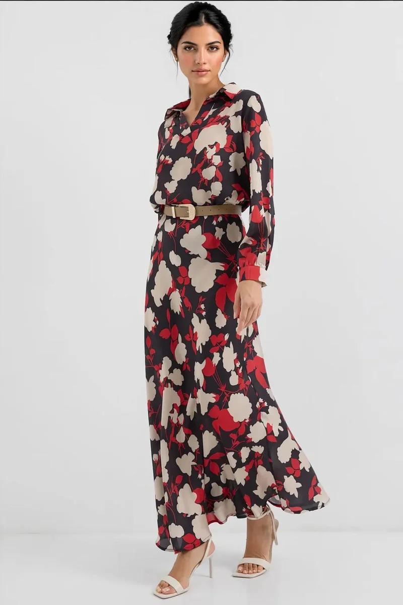 Big Dart Beige Natural BDART Long Sleeve Floral Two-Piece Coord Set for Women | Best Price UAE
