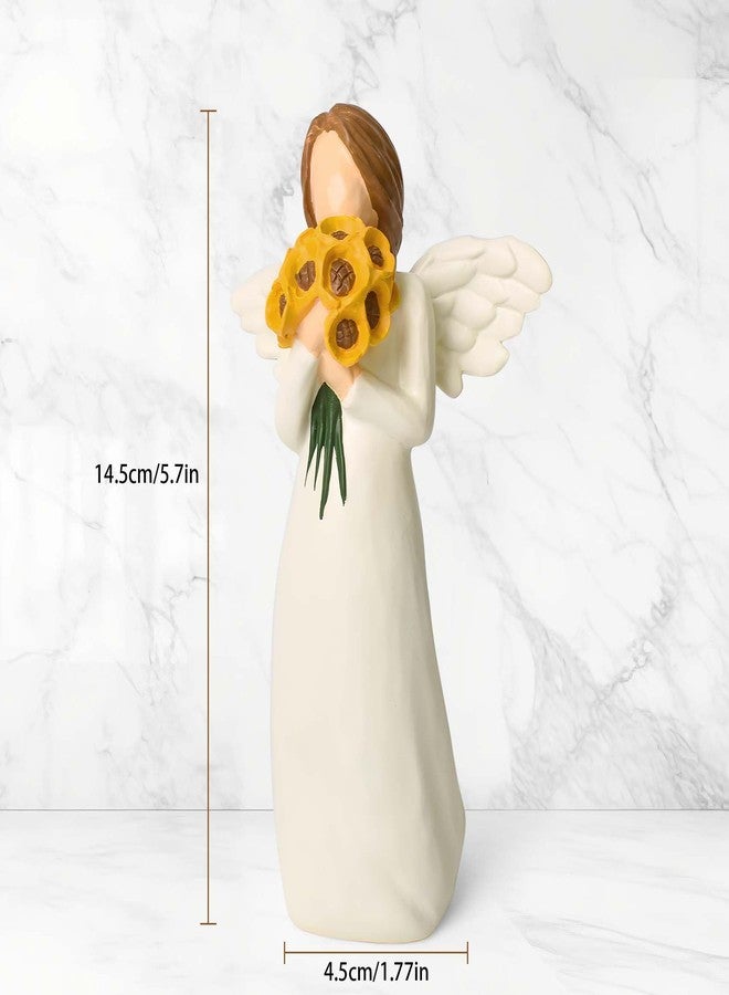 CUNTAUK Guardian Angel Figurines, Angels Sunflower Gifts for Women, Sunflower Angel Figurine Home Decor Painted Healing Angel Statue, Holding Flowers Angel Gifts for Women - Image 2