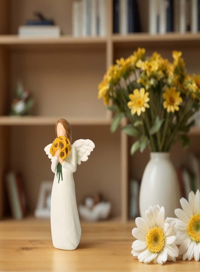 CUNTAUK Guardian Angel Figurines, Angels Sunflower Gifts for Women, Sunflower Angel Figurine Home Decor Painted Healing Angel Statue, Holding Flowers Angel Gifts for Women - Image 5