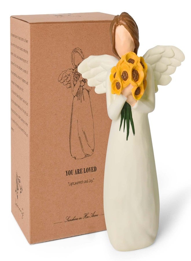 CUNTAUK Guardian Angel Figurines, Angels Sunflower Gifts for Women, Sunflower Angel Figurine Home Decor Painted Healing Angel Statue, Holding Flowers Angel Gifts for Women - Image 1