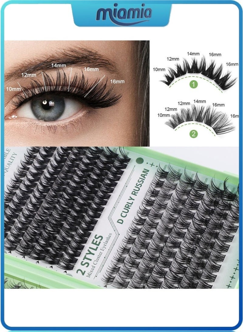 Miamia 4 Styles DIY Eyelash Extension Kit 551 Clusters, 10-16mm Mixed Individual Lashes Cluster, Natural Curl Personal Eyelash Set, Segmented False Eyelashes, Thick Eyelashes - Image 3